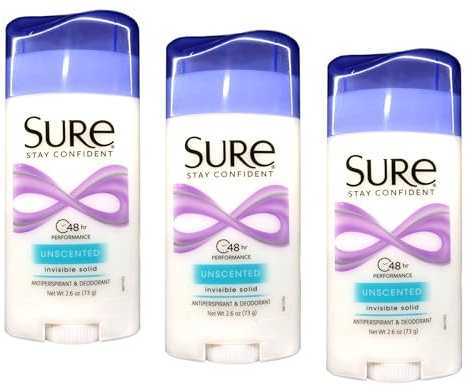 Sure Deodorant 2.6oz Invisible Solid Unscented (Pack of 3)