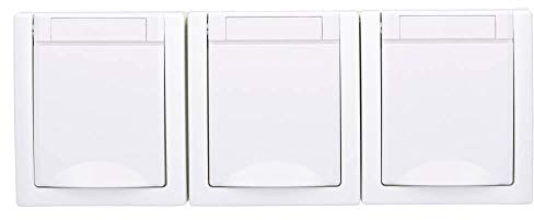 Aufputz Feuchtraum Steckdose 3-fach waagrecht IP54 Modell Pacific weiß