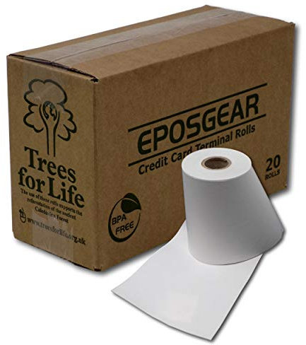 EPOSGEAR 57 x 40 mm Thermal Credit Card Till Roll (Pack of 20) - white
