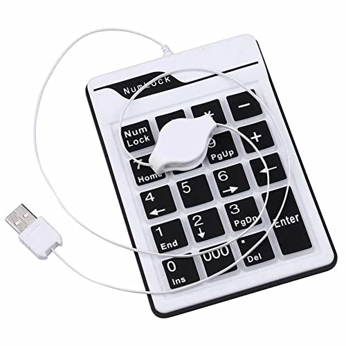 KALEA-INFORMATIQUE Pavé numérique additionnel USB en Silicone, avec Clavier 19 Touches. Coloris Noir, résiste aux Projections d'eau. avec Cordon rétractable