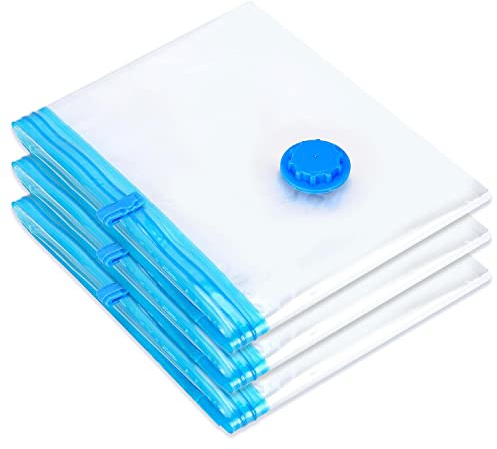Vinsani Set of 3 Large Jumbo Vacuum Storage Space Saving Bag Transparent Maximum Compression Mould Insect Water and Dust Proof Airtight Compressed Bags 80 X 100cm