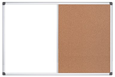 MasterVision Maya Combination Board, Dry Erase / Cork Bulletin Board, 36 x 48, Whiteboard / Cork Board with Aluminum Frame