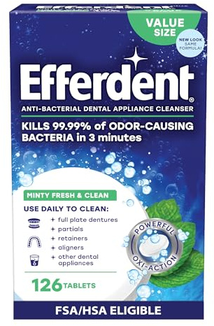 Efferdent Denture Cleaner Tablets, Minty Fresh & Clean, 126 Count