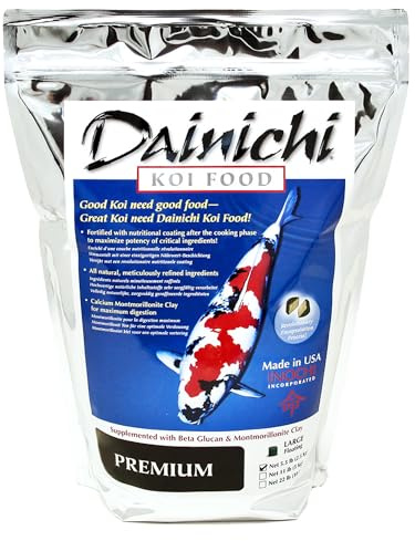 Dainichi Koi Fish Food, Premium 5.5 lb Bag – Large Floating Pellets (8.5 mm) for Koi, Goldfish and Pond Fish – High Protein Formula – Enhances Color and Vitality