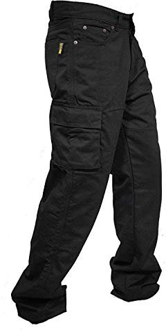 newfacelook Men Cargo Combat Multi Pockets Work Trousers, Black, 34W / 30L