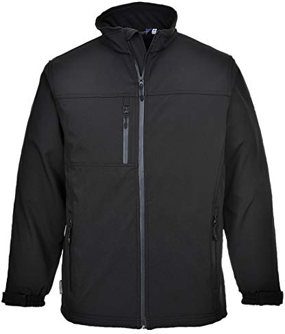 Portwest TK50 Softshell Jacka Vattenavvisande Vindtät Andningsbar Polyester | Svart, XL, UPF 50+, Fleece Fodrad Krage, Rymlig Passform, Lång Ärm, 6 Fickor, Micro Polar Fleecefodrad, Flera Verktygsfickor