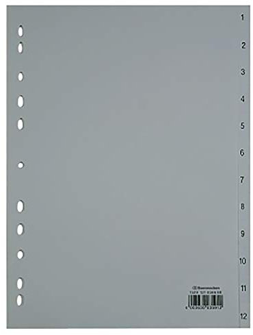 Soennecken Register 1529 DIN A4 1-12 volle Höhe PP grau