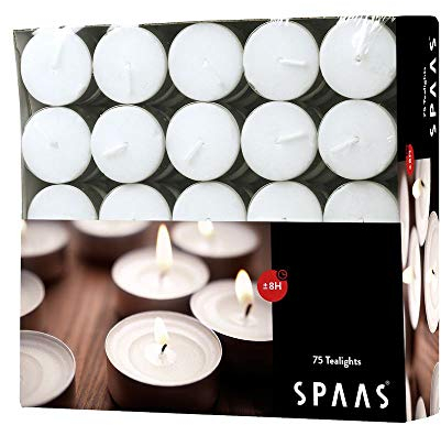 SPAAS Boîte de bougies chauffe-plats x75, ± 8 heures - blanc