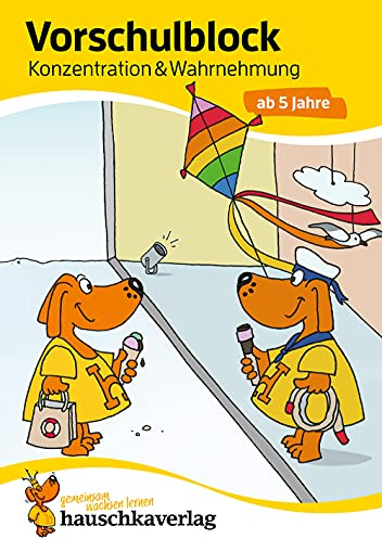 Vorschulblock ab 5 Jahre für Junge und Mädchen - Konzentration und Wahrnehmung: Bunter Rätselblock - Förderung mit Freude (Übungshefte & -blöcke für Kindergarten, Vorschule, Einschulung, Band 623)