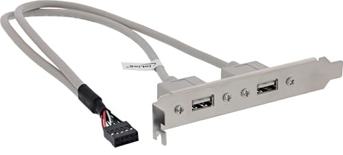 InLine 33391 slotplåt USB 2.0, 2 x USB-uttag till 1 x 10 poler stolpkontakt, 35 cm