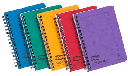 Clairefontaine 482/1138Z Set of 10 Notemaker Europa Spiral Notebooks A6 10.5x14.8 - 120 Ruled Pages - 90 g White Paper - Glossy Card Covers - Random Colours