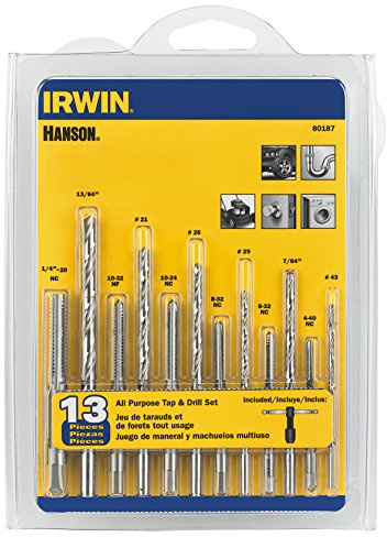 IRWIN Tools HANSON 80187 All-Purpose Bit with Tap 13 Piece Set , Red