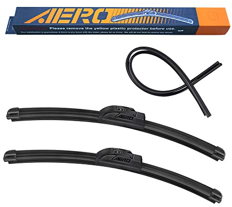 AERO Voyager 22 + 22 Windshield Wipers, Premium All-Season Automotive Replacement Wiper Blades with Extra Rubber Refills + 1-Year Warranty (Pack of 2)