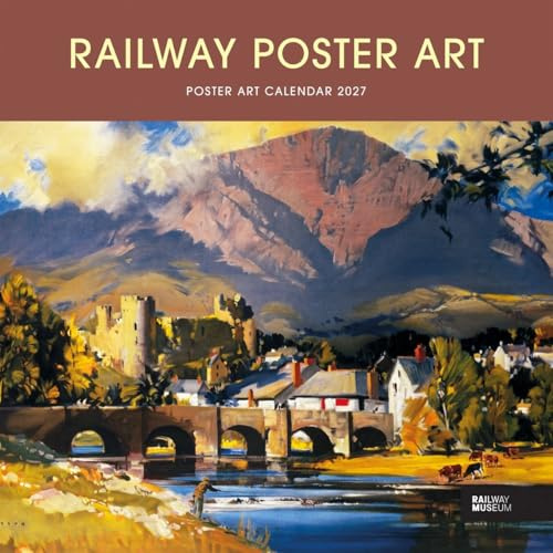 Carousel Worldwide Railway Poster Art 2027 Square Wall Calendar, 12-Month Calendar, Vintage Travel Poster Artwork