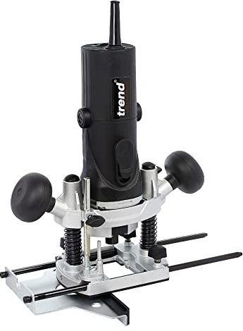 Trend T4 1/4 Inch Variable Speed Workshop Router and Kitbox, Perfect for Hinge Cutting, Timber Profiling & Hand Carving, 850W 115v T4ELK, Black
