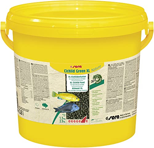 Cichlid Herb Granules XL 3,8 L 1,3kg | hauptfutter für große cichliden 3.800 ml |ohne farb- und konservierungsstoffe | für pflanzenfressende Fische | extra große futterbrocken