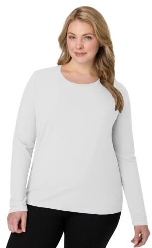 Hanes Long Sleeve Cotton T-Shirt, Lightweight Crewneck Tee for Women, Modern Fit, White, Medium