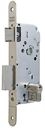 Tesa Assa Abloy 13048RHN Cerradura de embutir para puertas de madera Con Cilindro Niquelado Entrada 40 mm / Frente Redondo 130
