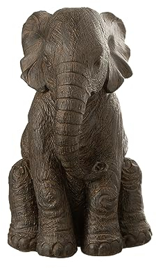 J-Line Elefant Sitzend - Polyresin - Dunkelbraun
