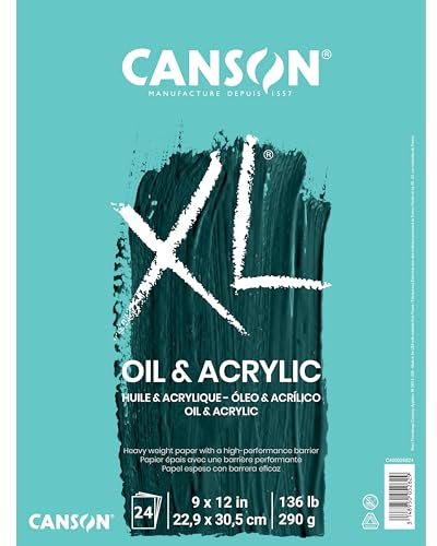 Canson XL-Serie Öl- und Acrylpapier, Faltblock, 22,9 x 30,5 cm, 24 Blatt (290 g) – Künstlerpapier für Erwachsene und Studenten