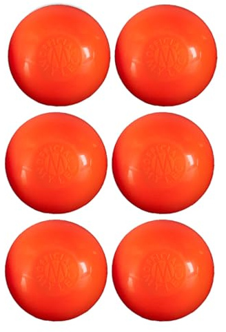 MyLec Street Hockey Balls, No-Bounce Hockey Balls, Perfect for Play at >60 Degrees F, Durable Construction, Roller Hockey Ball for Indoor/ Outdoor Play (Orange, Pack of 6)