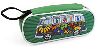 BRISA VW Collection Stifte-Schlamper-Feder-Schreibwaren-Mäppchen im VW T1 Bulli Bus Design Unisex (Love Bus/Grün)