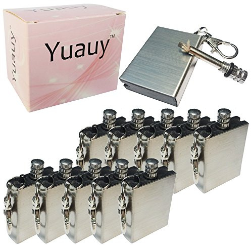 Yuauy 10 Pcs Emergency Hiking Survival Camping Fire Starter Flint Metal Match Lighter Matchbox Fire Starter for Camping Outdoor