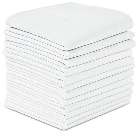 JJOnlineStore JJ PRIME - 12x Fazzoletti Cotone Uomo Bianchi | 40 x 40cm Fazzoletto Da Taschino Bianco | Fazzoletti Stoffa Uomo | Fazzoletto Da Taschino Uomo - 100% Cotone Morbido Di Qualità Grande