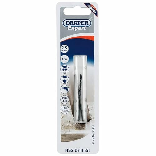 Draper 53031 Expert HSS Twist Drill Bit for 3 x 0.5 Taps, 2.5mm Ø, Blue