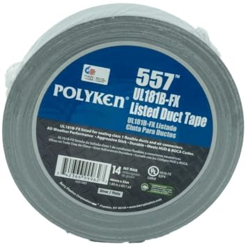 Polyken Berry Global Silver Duct Tape - 48 mm Width x 55 m Length - 14 mil Thick - 557 48MM X 55M SILVER [PRICE is per ROLL]