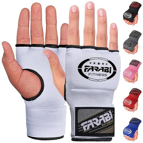 Farabi Sports Gel Padded Boxing Inner Gloves for Men & Women - Boxing Hand Wraps with 80cm Quick Elastic Wrist Strap - Under Mitts Handwraps for MMA, Muay Thai, Kickboxing, Punching & Martial Arts
