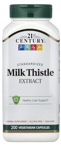 21st Century Milk Thistle Extract Veg Capsules, 200 Count