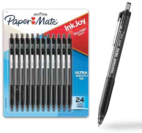 Paper Mate InkJoy 300RT Retractable Ballpoint Pens, Medium Point (1.0mm), Black, 24 Count