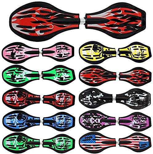 FunTomia Waveboard con LED Ruote - Cuscinetti: 2RS ABEC-9 - Carico Massimo: 120 kg (Fiamme - Ruote con LED)