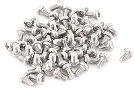 sourcing map 60pcs Tornillos de cabeza Phillips perno M2,5 x 4mm 304 Acero Inoxidable Cabeza Cruz Cabeza Redonda