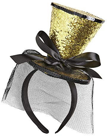 W WIDMANN MILANO Party Fashion - Haarreif Mini Zylinder Glitter, mit Schleife und Schleier, Hut, Accessoire, Karneval