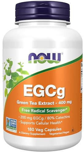 NOW Foods EGCg, Green Tea Extract, 400mg, 180 Vcaps (Pack of 2)