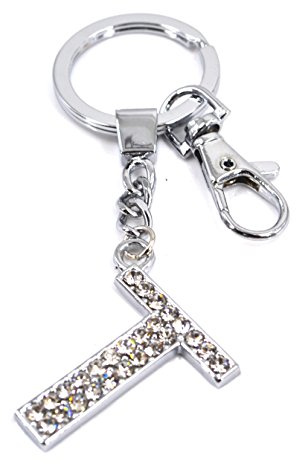 Diamante Alphabet Letter Keyring Bag Charm (Letter T)