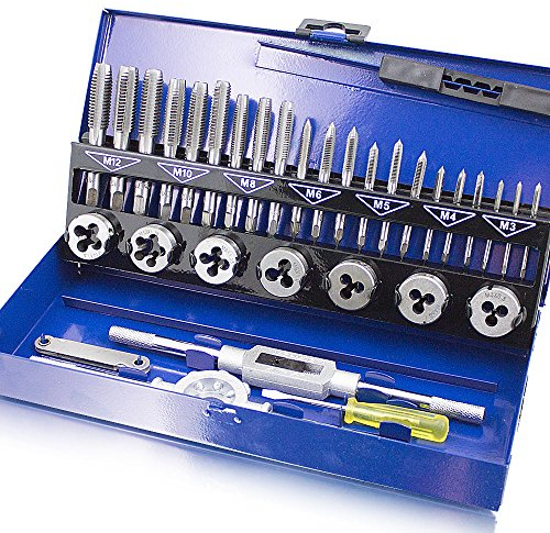 BITUXX® 32tlg Gewindeschneid Set Satz M3-M12 Gewindeschneider Gewindebohrer Set Schneideisen M3 M4 M5 M6 M8 M10 M12 Vorder- Mitten- Fertigschneider