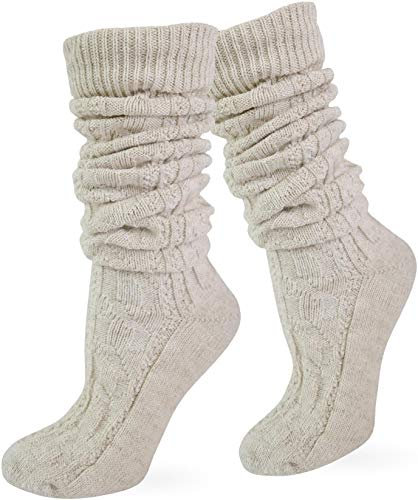 normani Original Trachtensocken Trachten Strümpfe Socken Natur Kniebundstrümpfe Pin Knopf Lang Kurz bis Übergröße Farbe Beige lang Größe 39/42