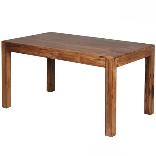 Wohnling Esszimmertisch Mumbai 140x80x76 cm Sheesham Massivholz Esstisch Zeitlos, Küchentisch Rechteckig, Holztisch Esszimmer Schlicht, Großer Speisetisch Holz