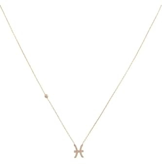 Latelita Colgante DE Signo Zodiacal Collar DE Oro Rosa Piscis