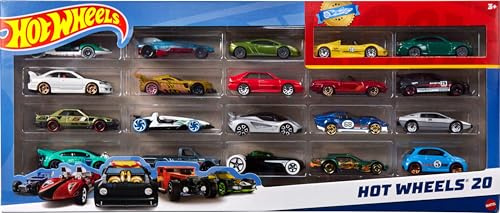 Hot Wheels Coffret 20 véhicules, Jouet pour Enfant de Petites Voitures Miniatures, modèle aléatoire, H7045