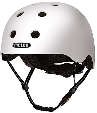 Melon Casco Bicicleta »Brightest« para Hombres y Mujere, Adultos y niños | Casco Urbano Seguro y Ligero para Ciclismo, monopatines y Bicicletas de montaña | Talla XXS-S (46-52 cm) Blanco Uni