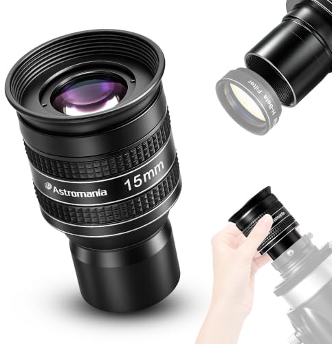 Astromania Telescope Eyepiece 15mm, Wide Angle 58° Planetary Eyepiece 1.25