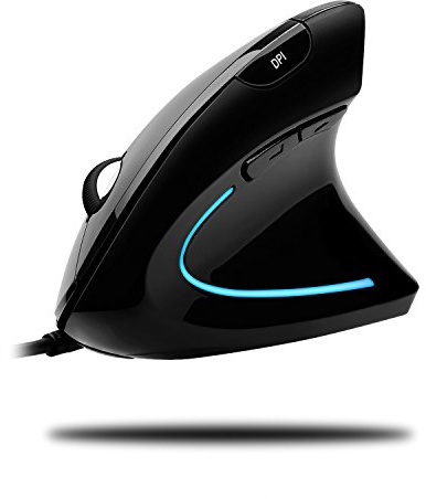 Adesso Wired Vertical Ergonomic Illuminated Optical USB Mouse, Black