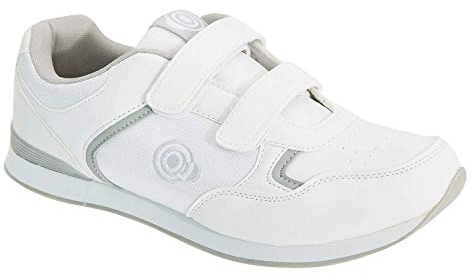 Dek DRIVE Touch Fastening Trainer-Style Bowling Shoes - White/Grey PU/Textile, Mens UK 7 / EU 41