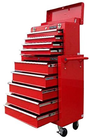US PRO 133 Red Mechanics tool chest tool box roller tool cabinet 9 Drawers on ball bearing slides