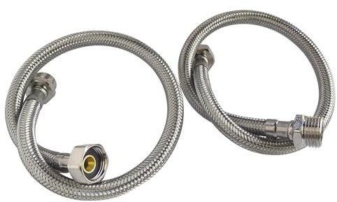 SOMATHERM FOR YOU, Lot de 2 flexibles sanitaires 1/2 - Longueur 300mm - Raccord mâle écrou tournant - Acier inoxydable tressé - Résistant, souple et facile à installer - Norme ACS