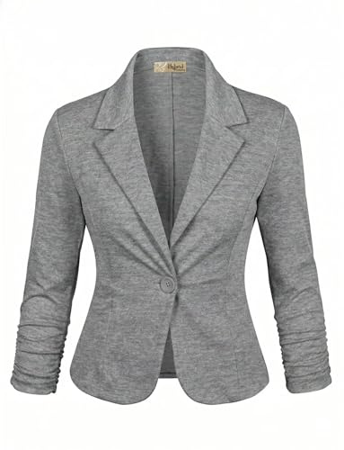 Hybrid & Company Women's Ponte Cardigan Blazer JK1131 Heather Grey M